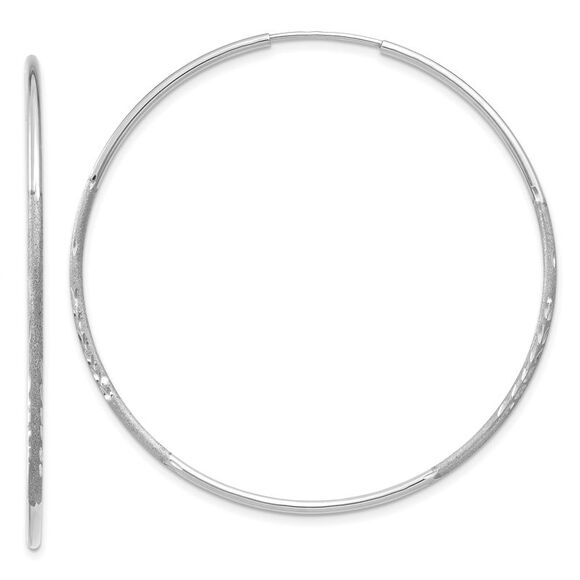 Kazi Luxury 14K White Gold 1.25mm Diamond-cut Endless Hoop Earring